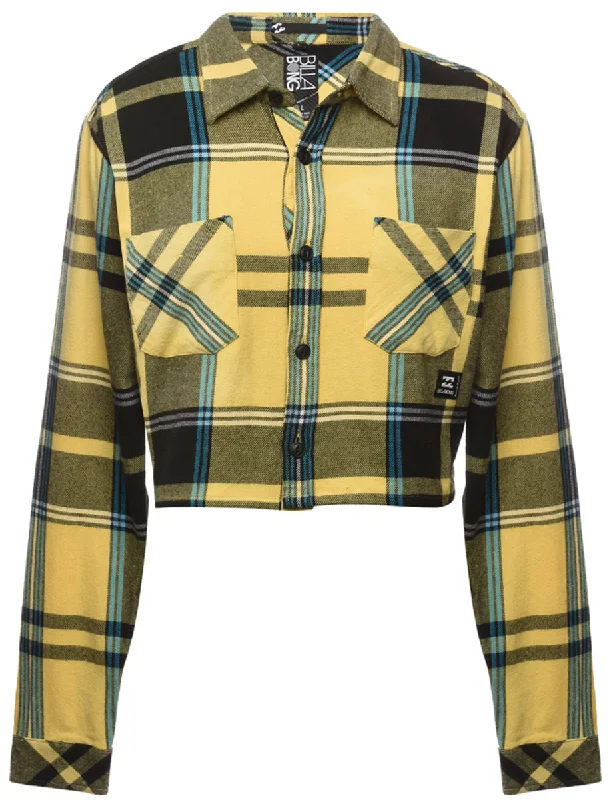 Online Only Beyond Retro Reworked Cropped Long Sleeve Flannel Shirt - L