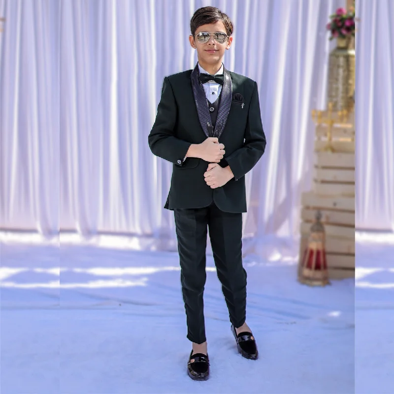 Deep Discounts Solid Green Boys Tuxedo Suit