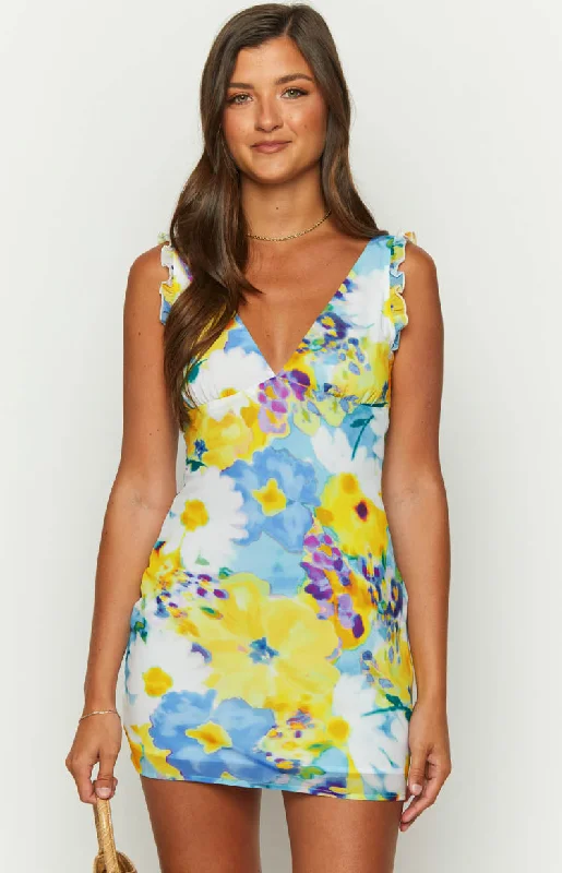 Inventory Reduction Albie Blue Floral Mini Dress