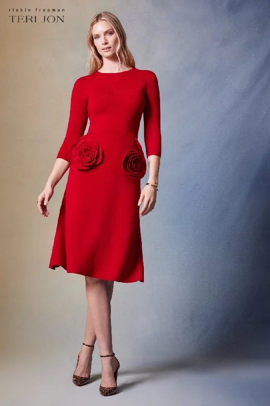 Get It Before It’s Gone Knitted Merino Wool Dress With Rosette Detail