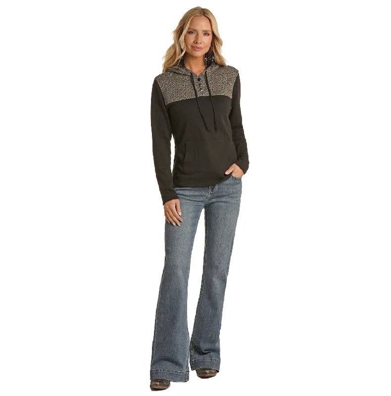 Panhandle White Label® Ladies Black Half Snap Hoodie WLWT94R02N-01