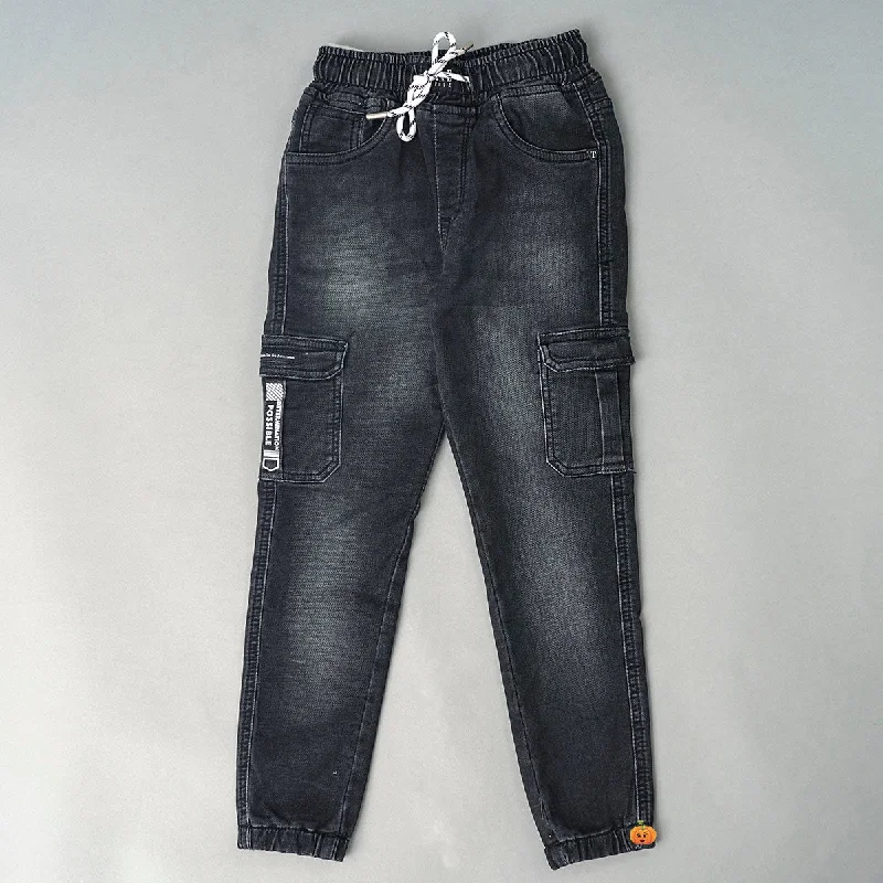 Deal Dash Black Drawstring Boys Jogger Pants
