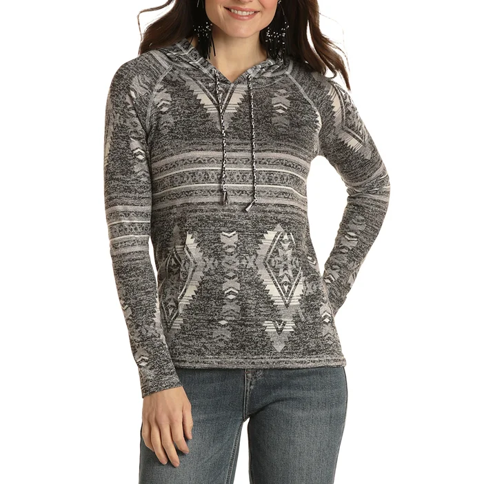 Panhandle White Label® Ladies Black Aztec Printed Pullover Hoodie WLWT94R024-01