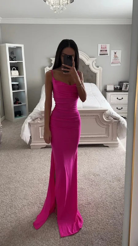 Buy More, Save More FITTED STRETCH SATIN COWL BACK GOWN