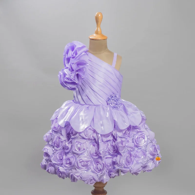 Limited Time Discount Purple Ruffle Sleeves Girls Frock