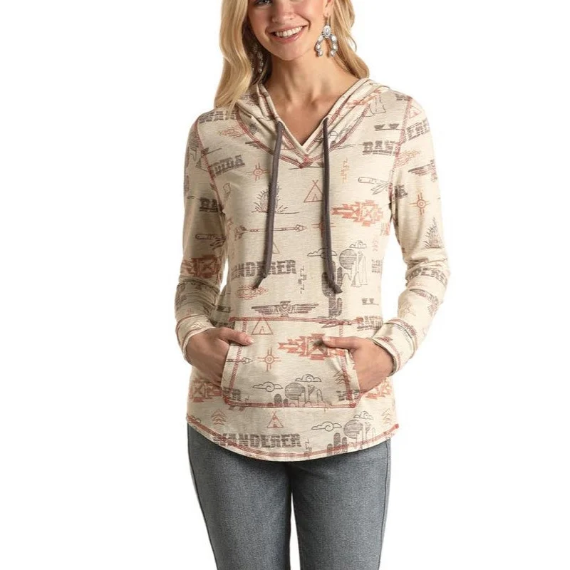 Panhandle White Label Ladies South Western Print Hoodie L8H3460