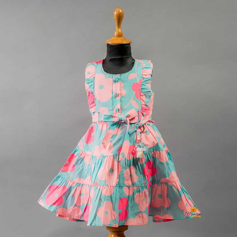 Instant Discount Floral Cotton Frock for Girls