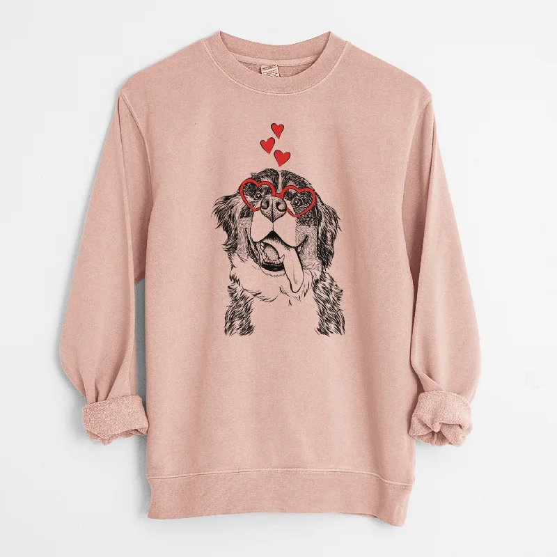Great Deals Valentine Theo the Bernese Mountain Dog - Unisex Pigment Dyed Crew Sweatshirt