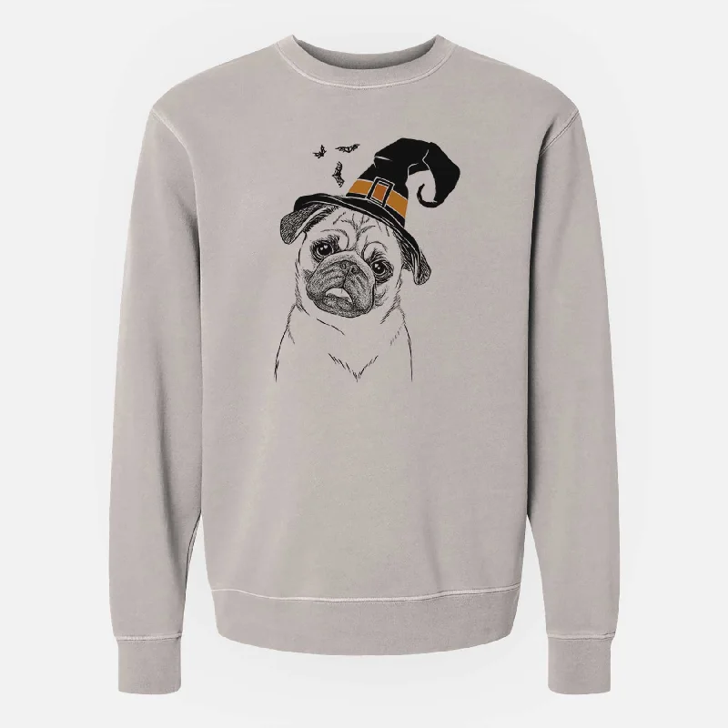 Act Now Witch Macy the Pug - Unisex Pigment Dyed Crew Sweatshirt