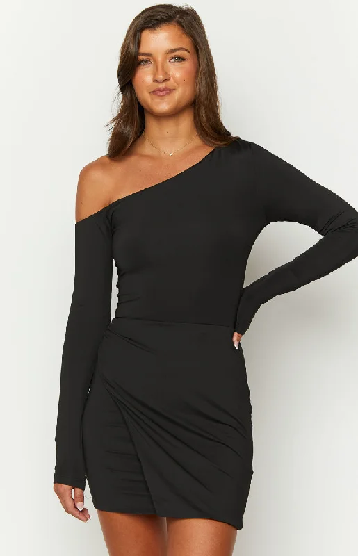 Crazy Deals Antonio Black Long Sleeve Mini Dress