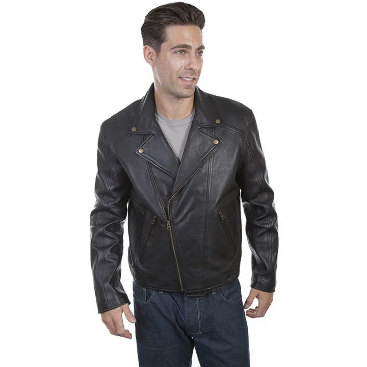 Huge Savings Scully® Men's Leather Motorcycle Black Zip Up Jacket 713-144