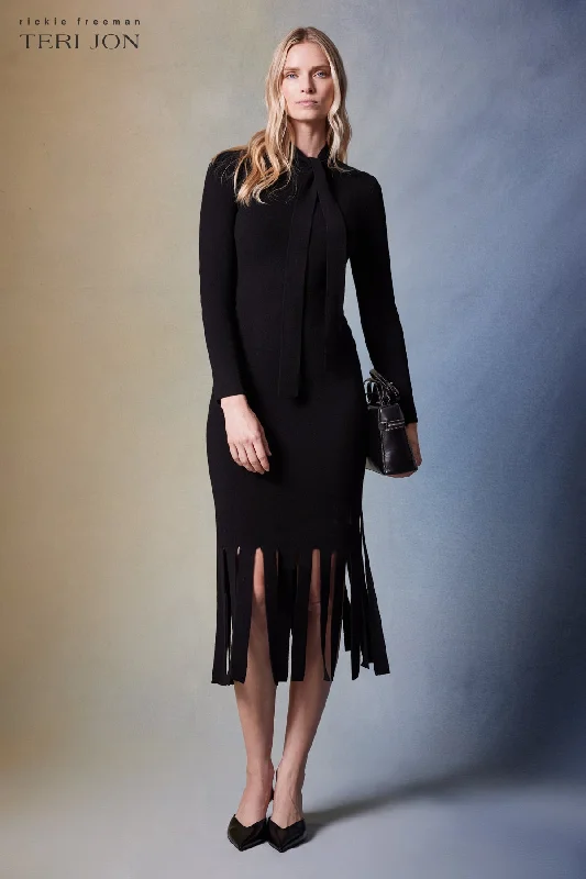 Customer Appreciation Sale Knitted Merino Wool Dress With Car Wash Fringe