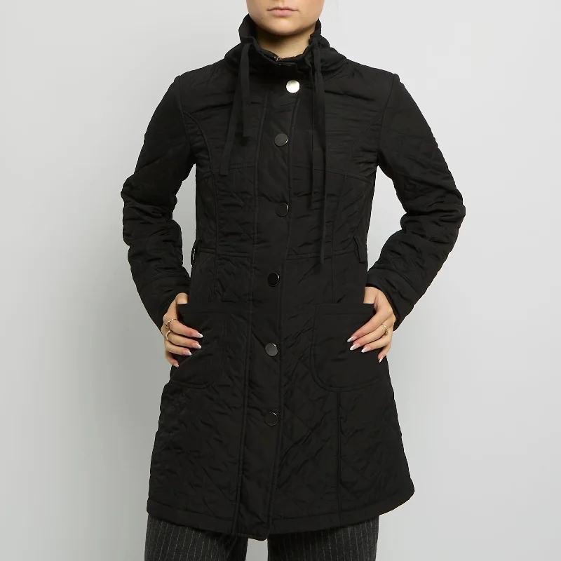 Deep Discounts Quilted Button Up Long Jacket - UK 8