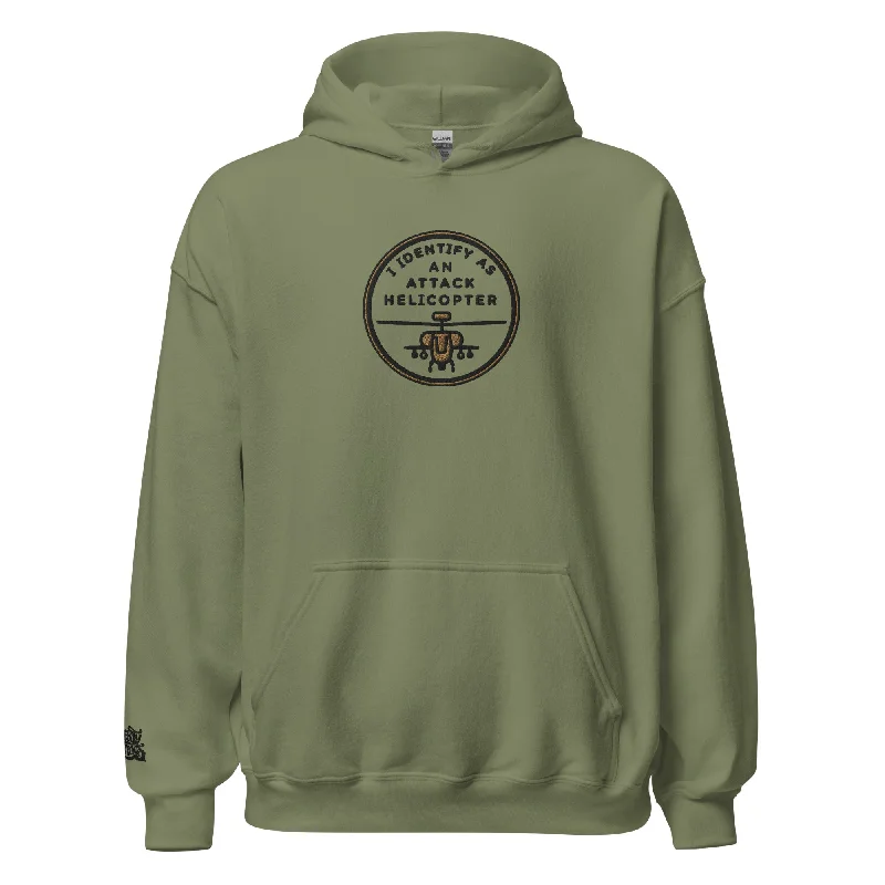 Special Buy I Identify as an Attack Helicopter Embroidered Hoodie