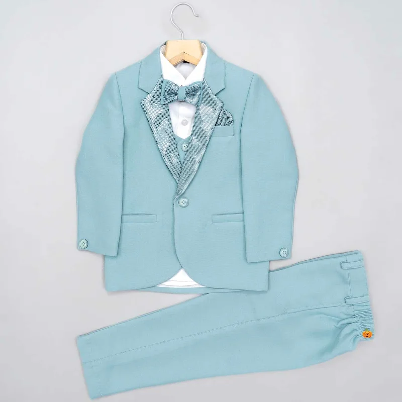 Today’s Deal Turquoise & Pink Solid Boys Suit