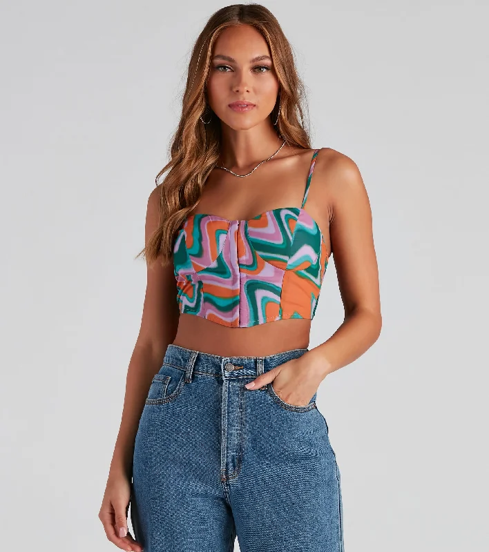 Silent Disco Swirl Print Corset Top