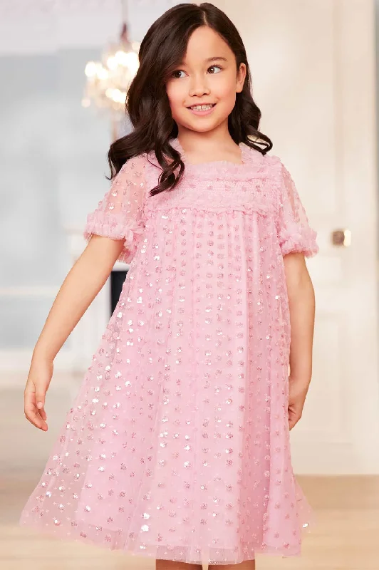 Steals and Deals Raindrop Smocked Kids Dress