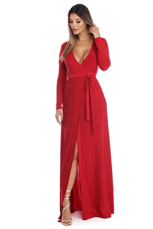 Yasmin Long Sleeve Wrap Dress