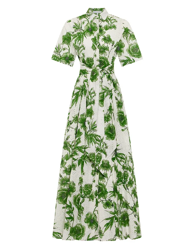 Midnight Madness Posie Broderie Anglaise Maxi Dress in Antigua Green