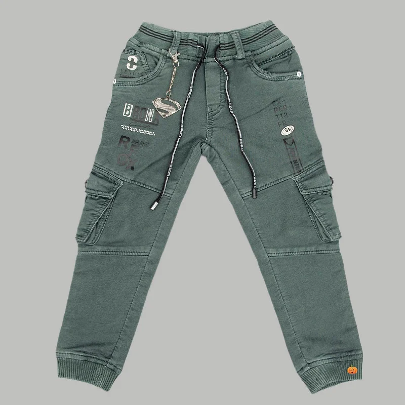 Price Rollback Green & Khaki Drawstring Boys Jeans