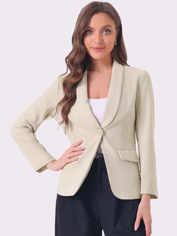Weekend Special Work Shawl Collar Long Sleeve Pockets Office Jacket Blazer