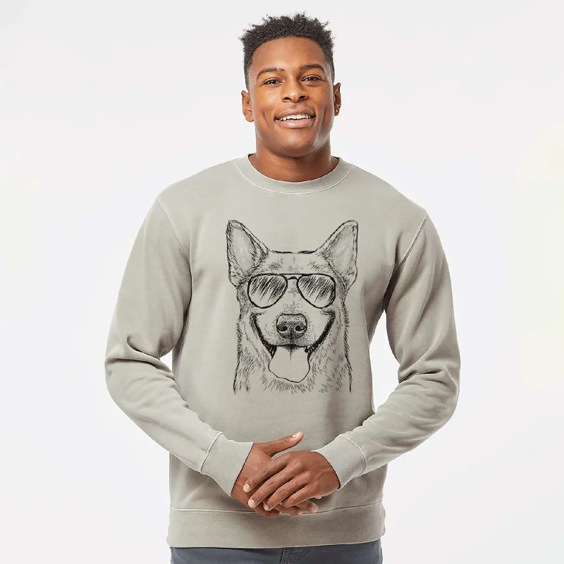 New Arrival Aviator Rio the Australian Cattle Dog - Unisex Pigment Dyed Crew Sweatshirt