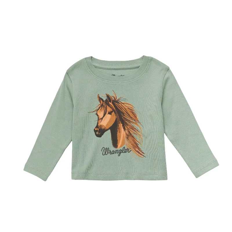 Price Drop Alert Wrangler Baby Girl's Green Horse Graphic Sweatshirt 112353059
