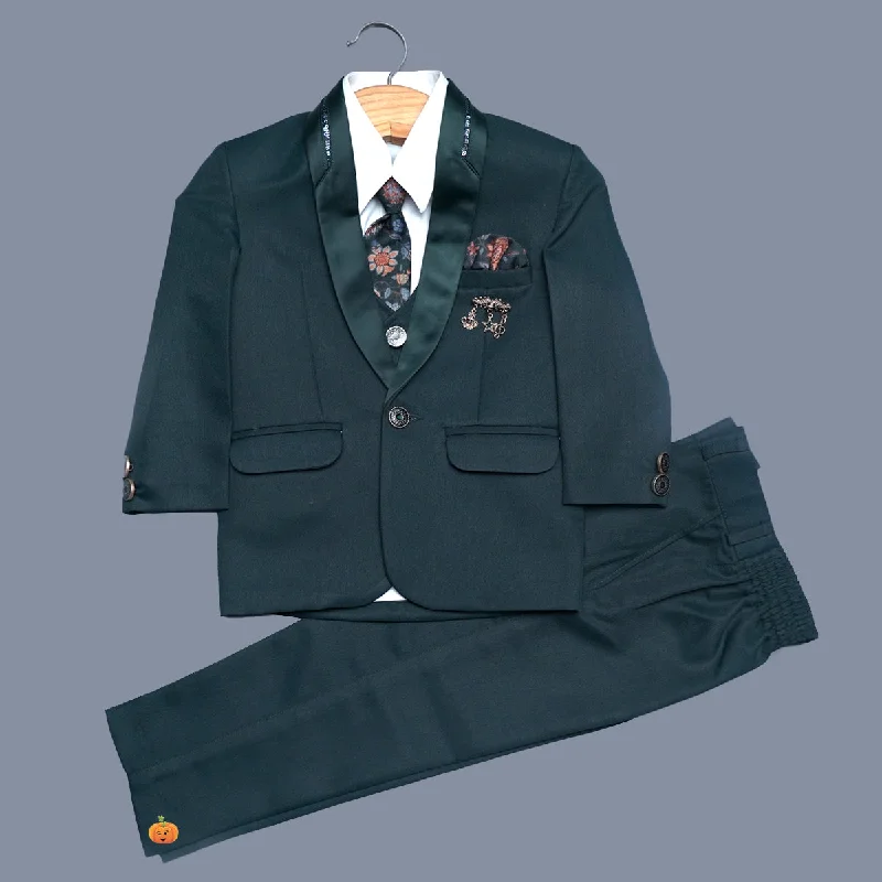 Savings Event Solid Green Boys Suit