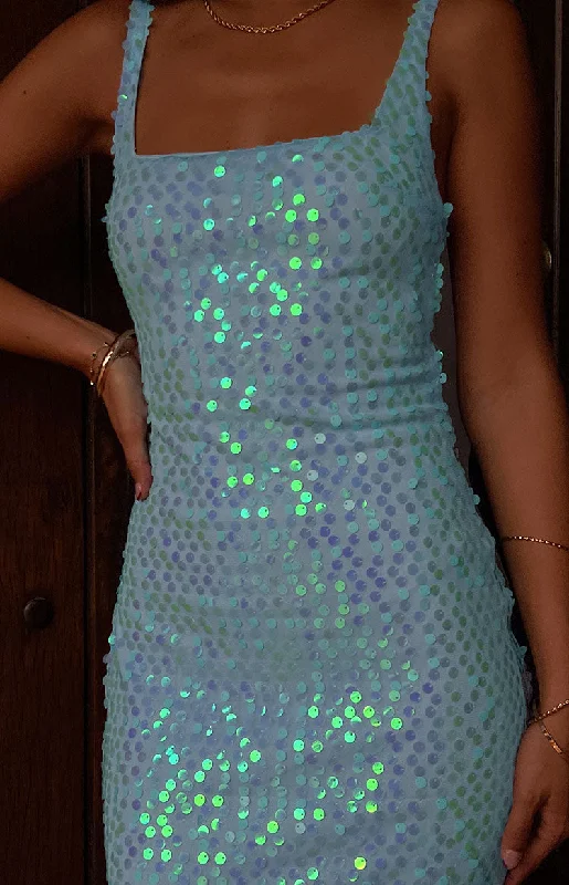Year-End Sale Nova Blue Sequin Maxi Dress