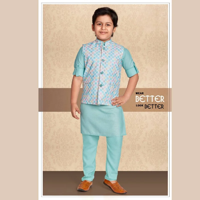 Don’t Miss Out Yellow & Sea Green Kurta Pajama for Boys