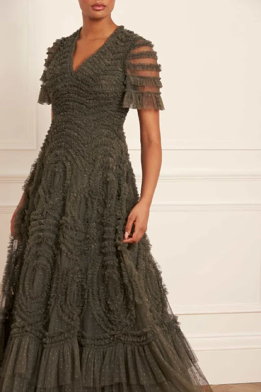 Must-Have Deals Verity Ruffle V-Neck Gown