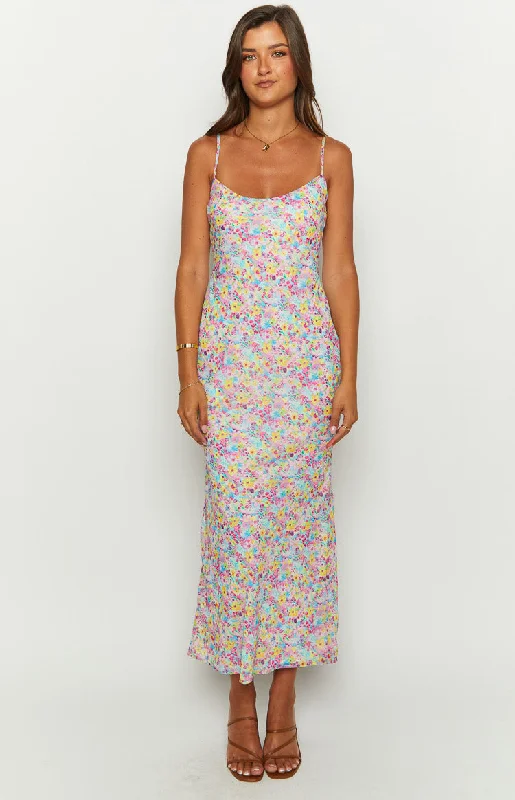 Limited Quantity Good Days Painted Floral Pink Maxi Dress