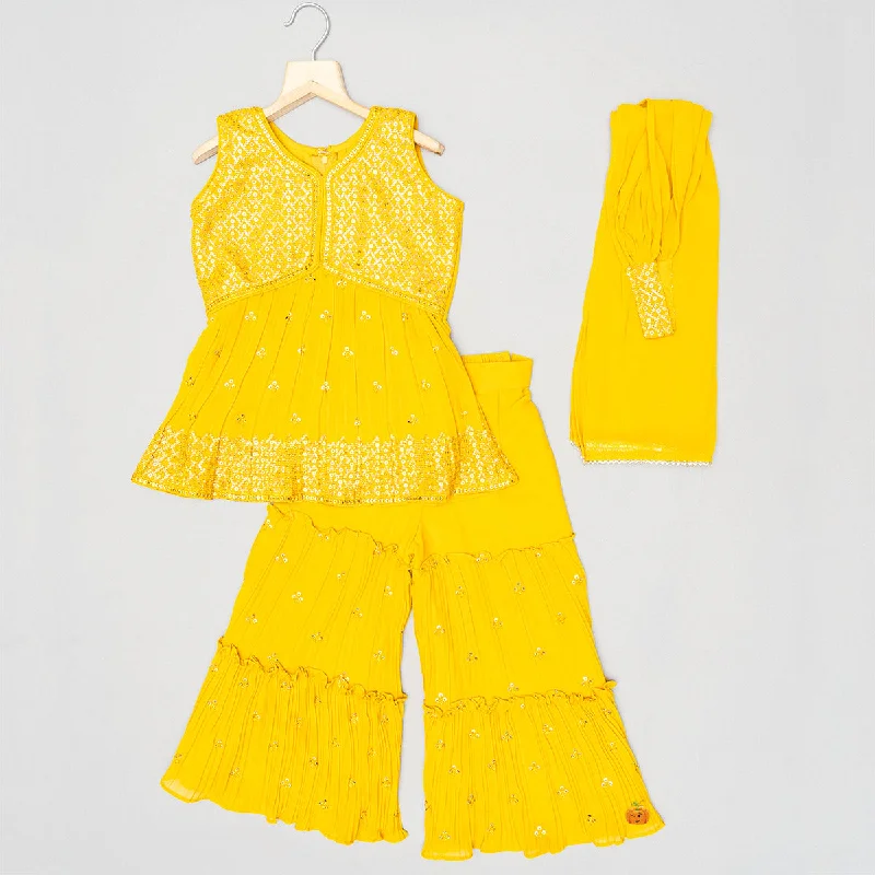 Online Specials Sequin Embroidered Girls Palazzo Suit