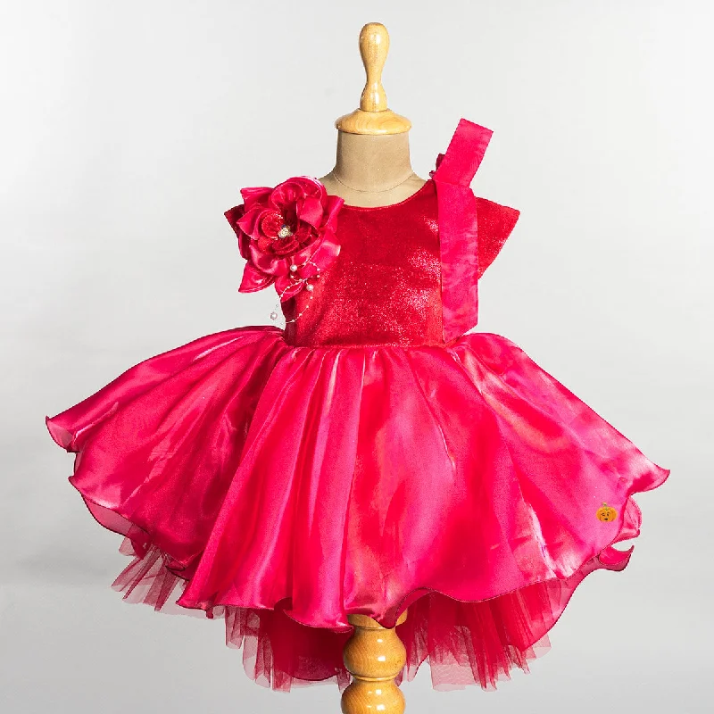Low Prices Rani & Wine High Low Pattern Girls Frock