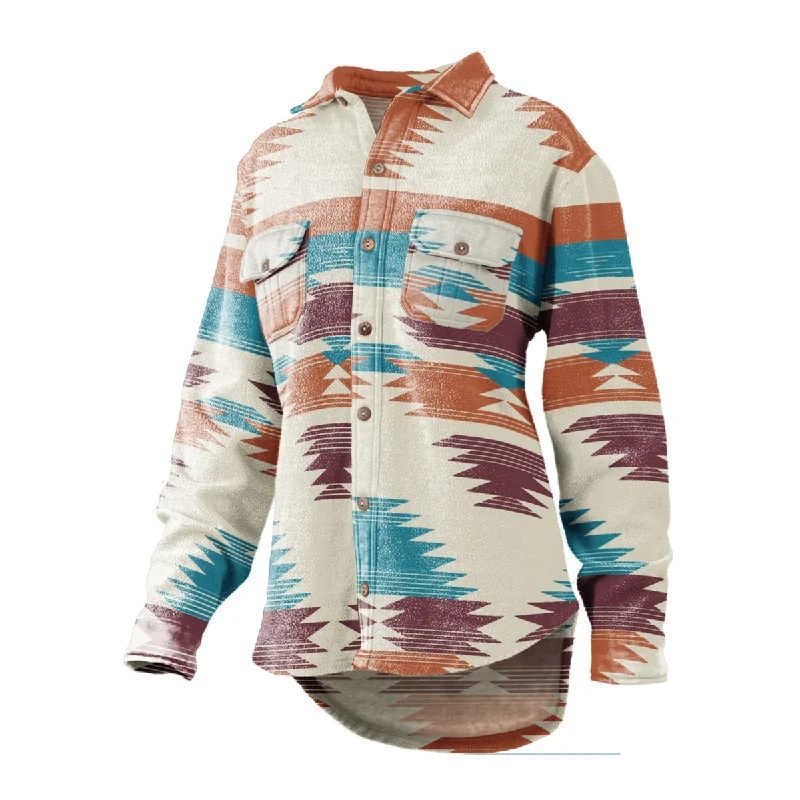 Price Slash Royce® Ladies Aztec Print Beige & Maroon Shacket RDG69WR3SLD-BGE