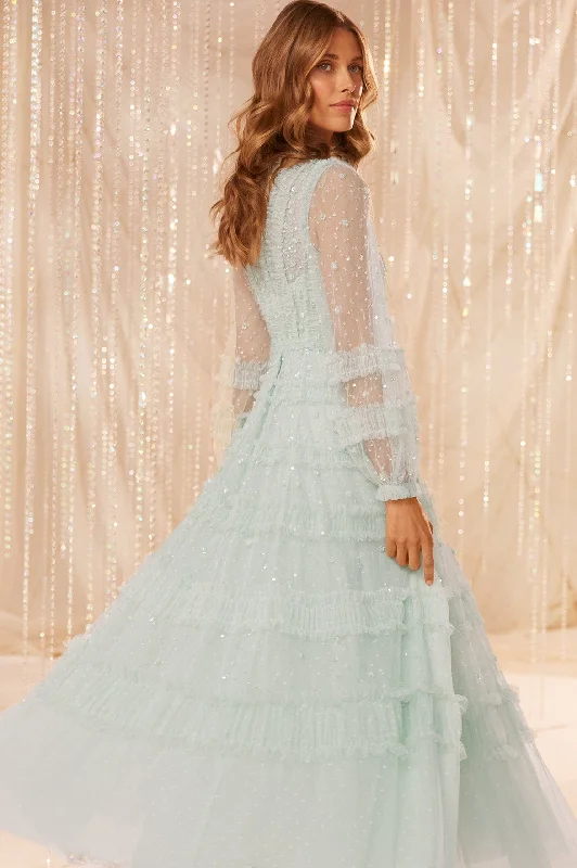Special Promotion Violet Shimmer Ankle Gown