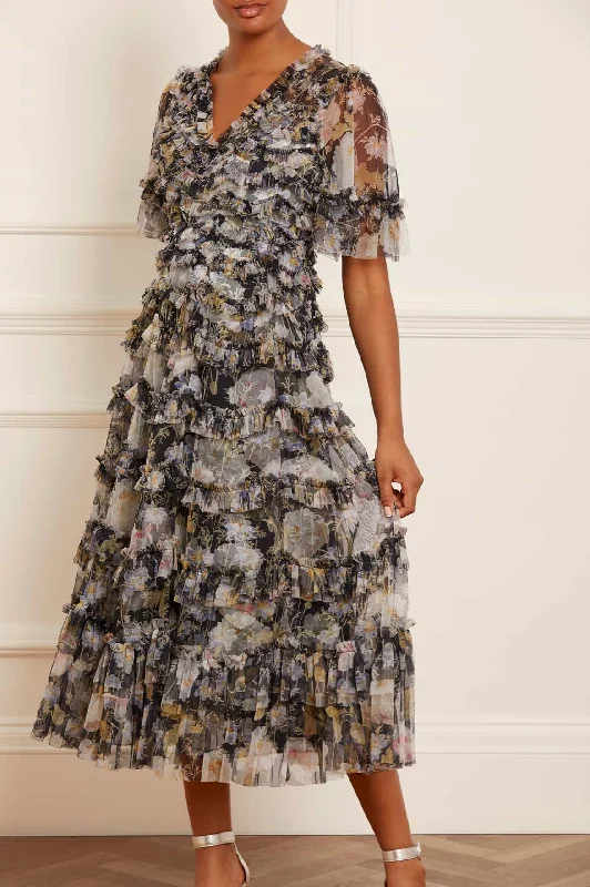 Exclusive Savings Moonlight Petals V-Neck Ballerina Dress