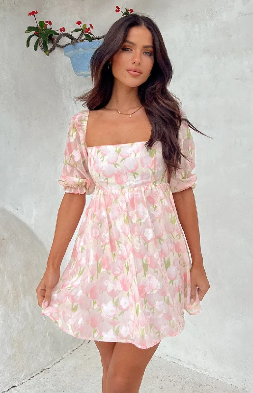 Special Price Rubi Pink Floral Babydoll Mini Dress