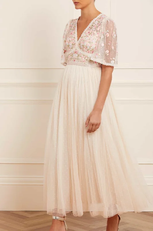 Special Offer Ribbon Bouquet Bodice Ankle Gown
