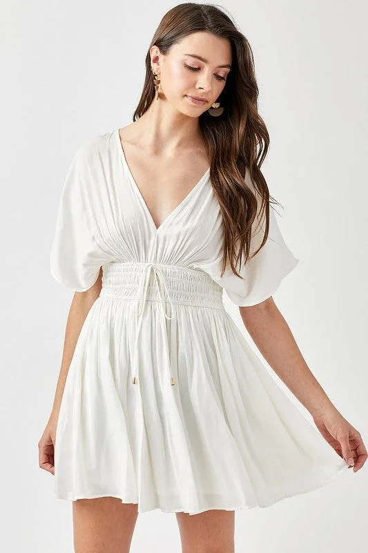 Hurry In SMOCKED WAIST WITH TASSEL STRAP DRESS