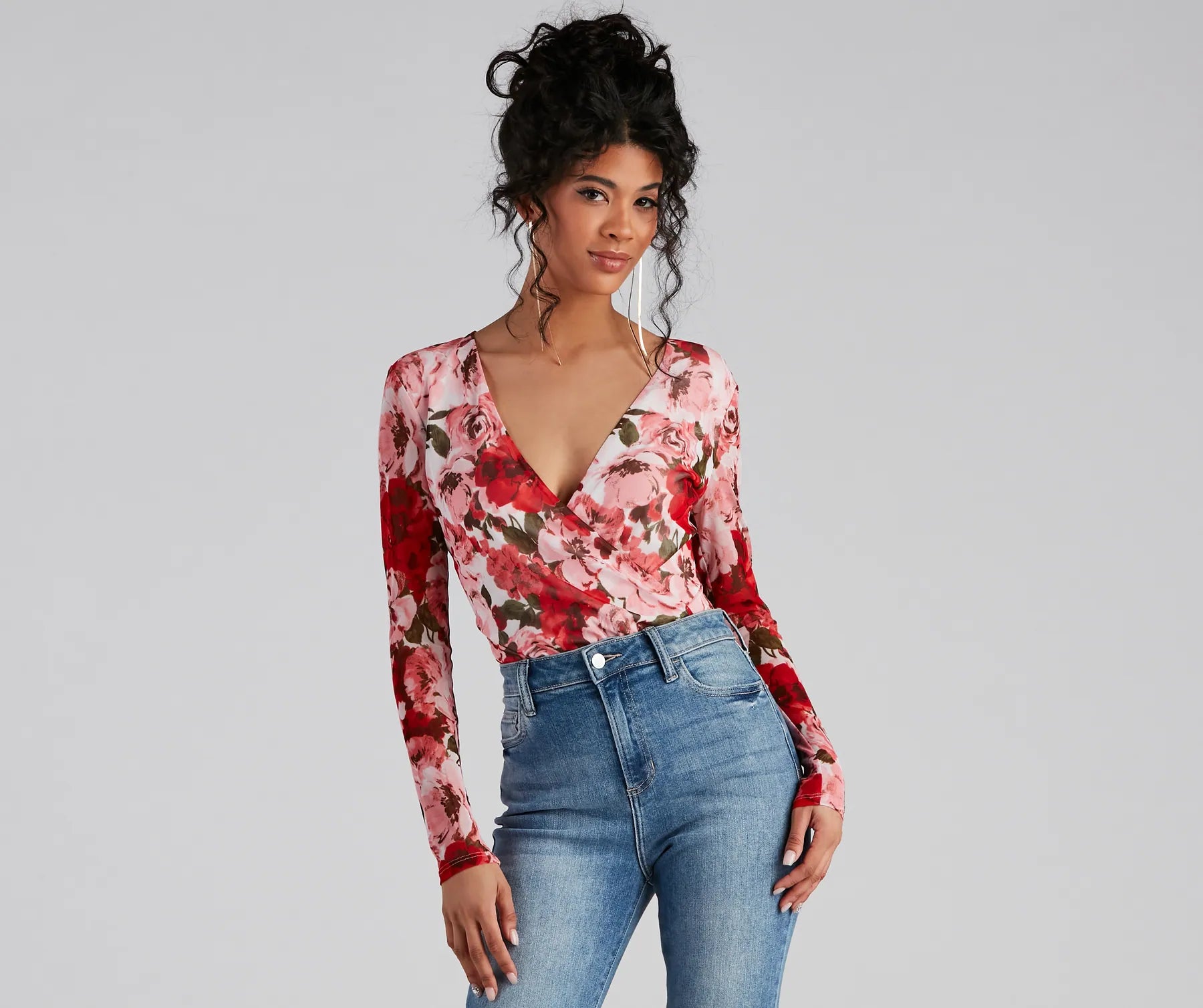 Must Be Love Mesh Floral Bodysuit