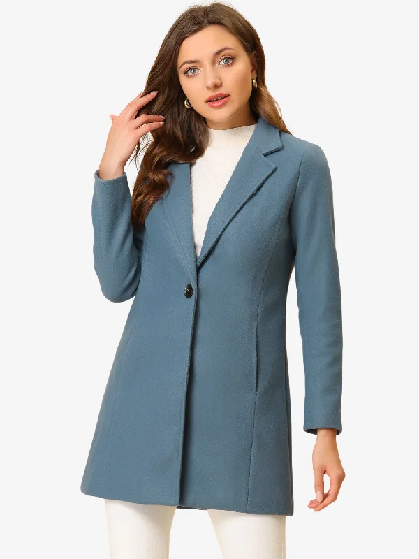 Special Savings Notched Lapel Long Sleeve Buttoned Pea Coat