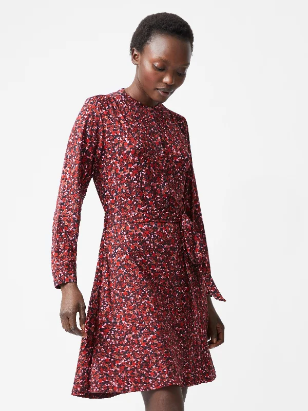 Act Now Clara Henley Jersey Floral Shirt Dress