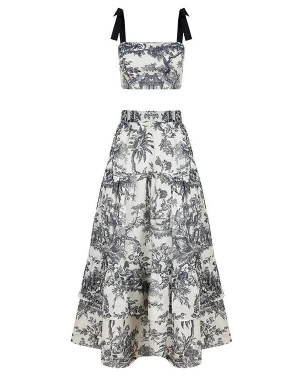 Steals and Deals Mia Top And Skirt Set Black Toile