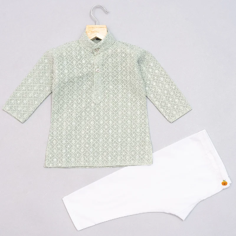 Price Fest Pista Chikankari Embroidered Boys Kurta Pajama