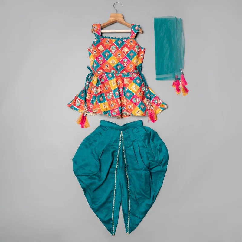 Today’s Deal Rama Printed Kurti with Dhoti Set