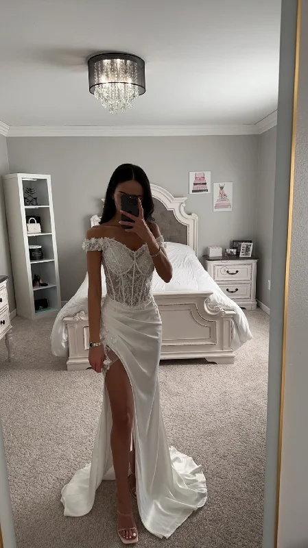Super Sale OFF WHITE FLORAL OFF SHOULDER GOWN
