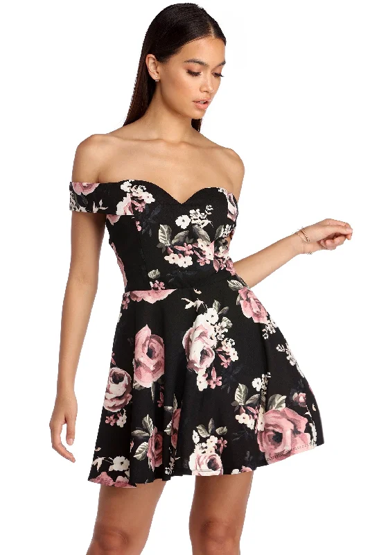 Flirty In Floral Skater Dress