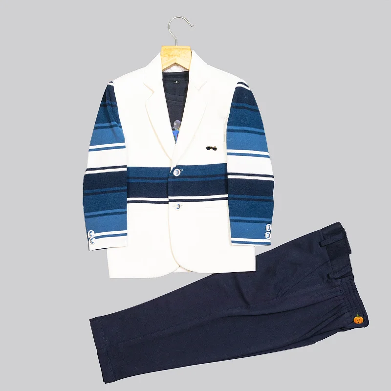 Stock Clearance Linear Blue Boys Suit and T-shirt