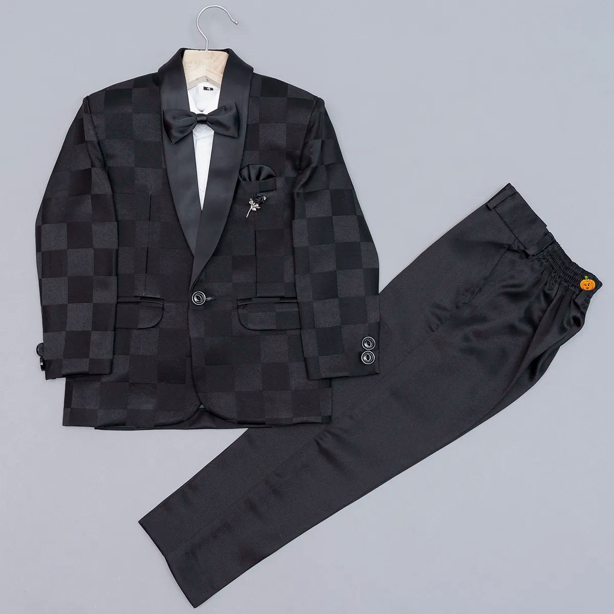 Special Offer Solid Checked Boys Tuxedo